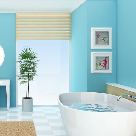 wall art hanging in a bathroom
