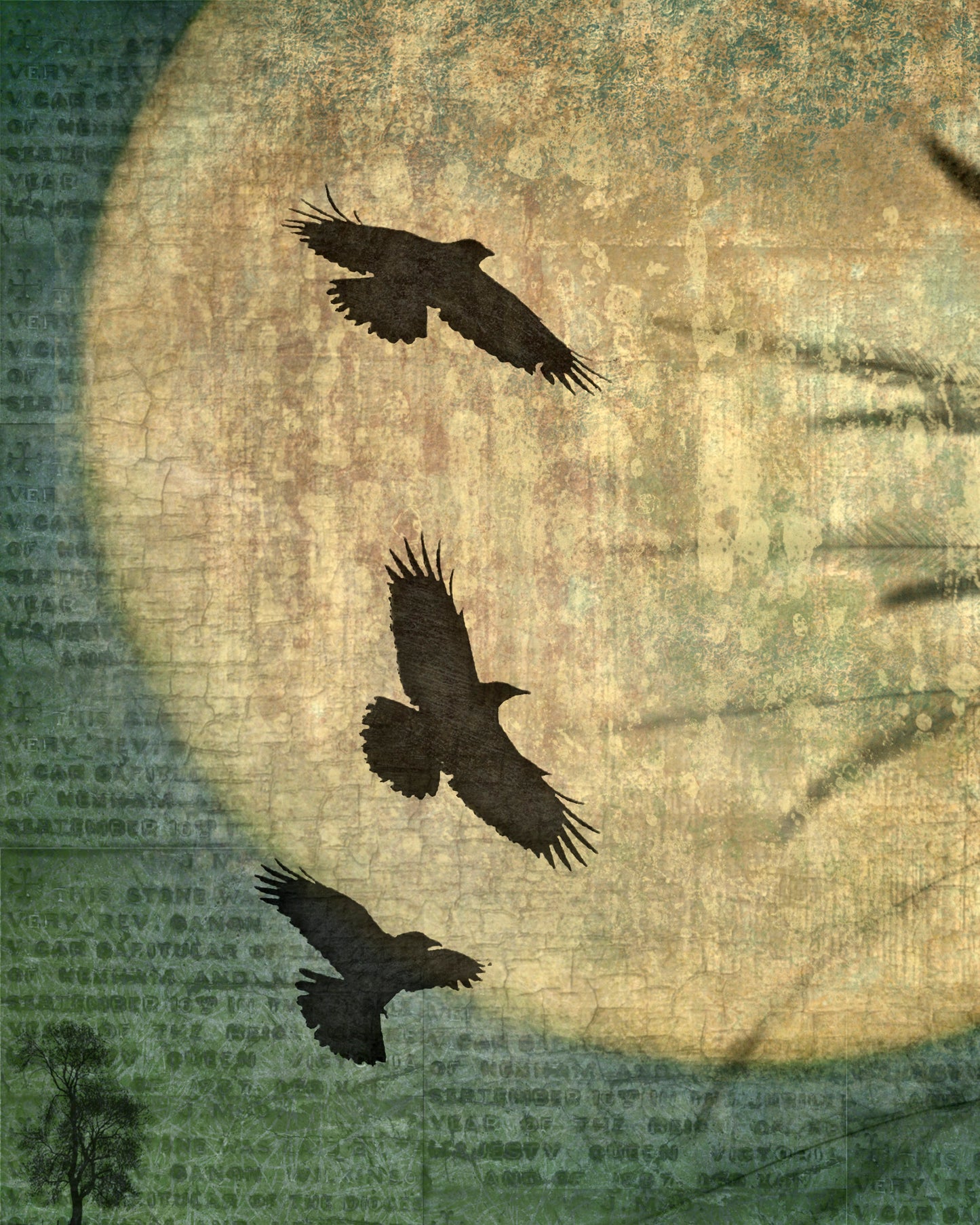 Custom Listing for Kathleen — 16x20 inch Crow Moon Print
