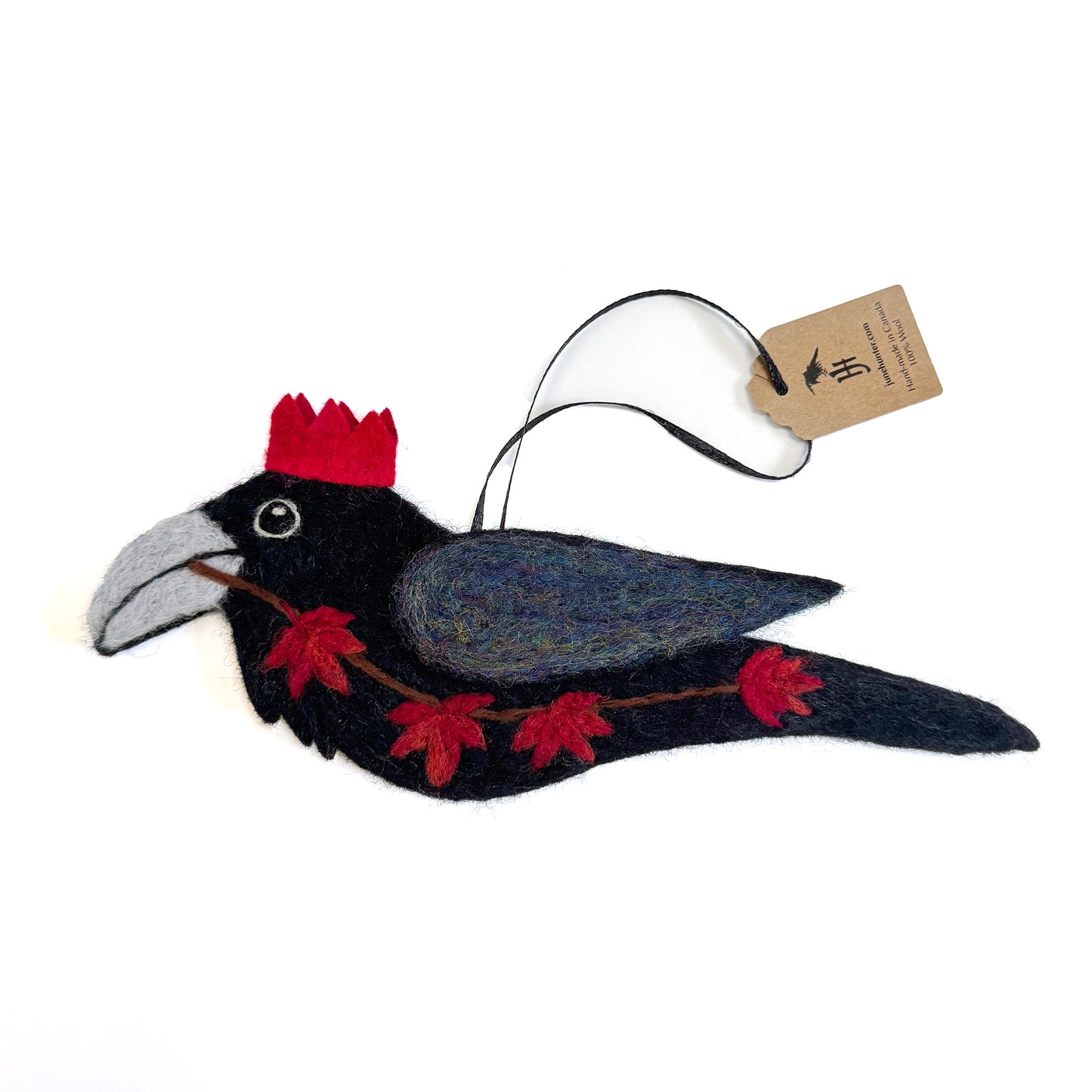 MAPLE Wool Needle-Felted Raven Hanging