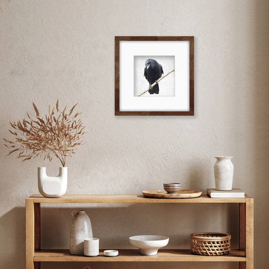 MINDFUL CROW - Fine Art Print, Crow Portrait Series