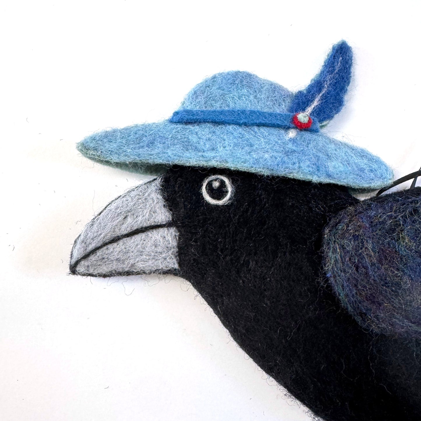 MILLINERY CROW-2 Wool Needle-Felted Crow Wall Art