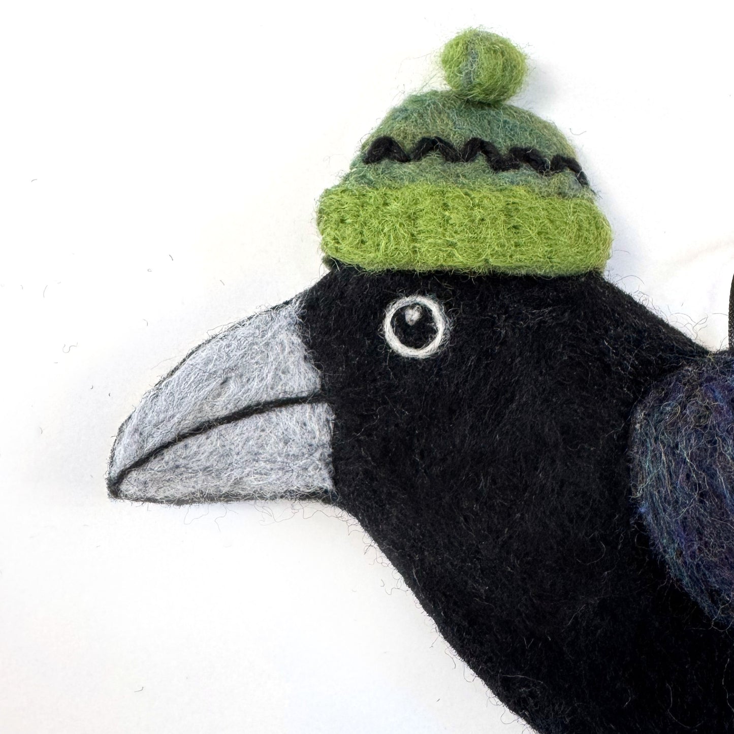 MILLINERY CROW-2 Wool Needle-Felted Crow Wall Art