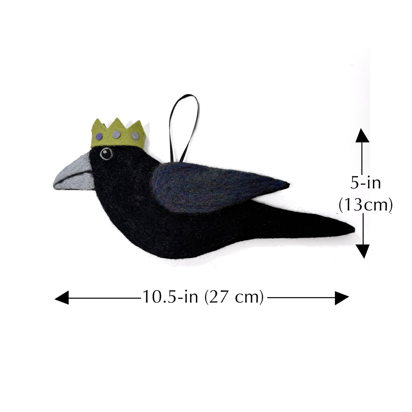 LARGE RAINBOW CROW Wool Needle-Felted Crow Hanging