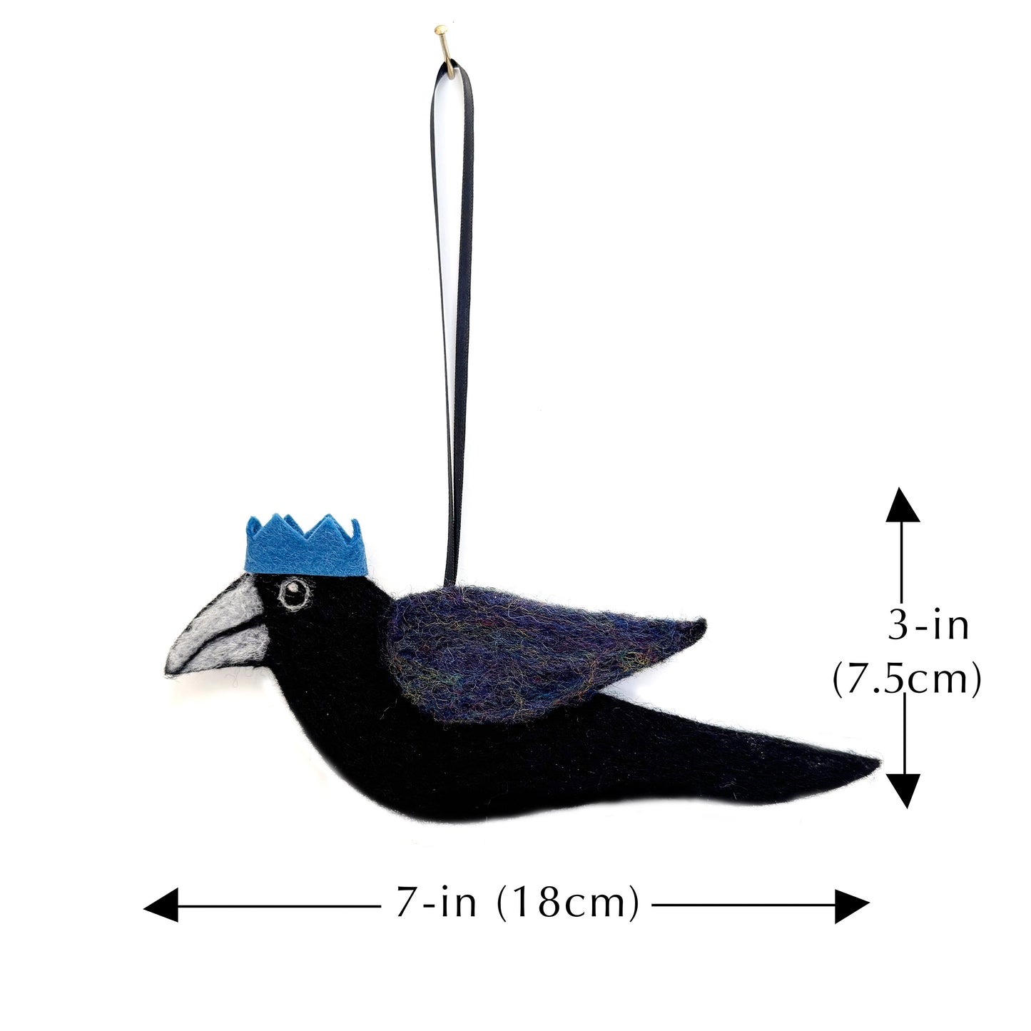 FERN Wool Needle-Felted Crow Hanging