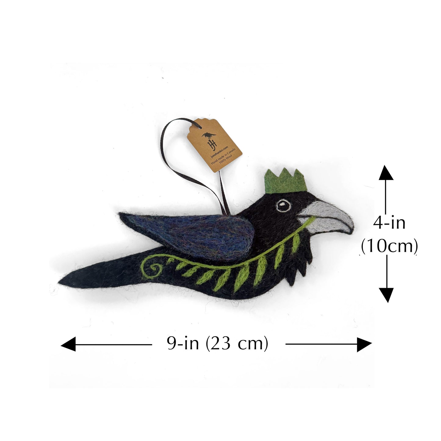 SUNFLOWER Wool Needle-Felted Raven Hanging