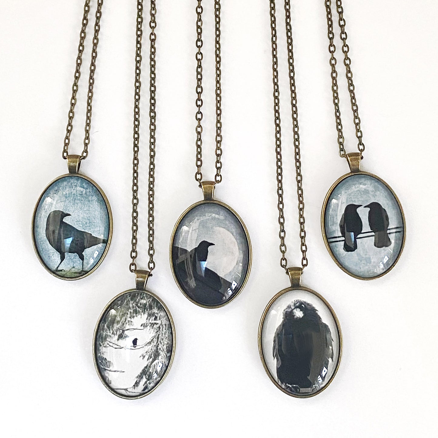 EAST VAN MOON WITH CROW - Large Glass Pendant