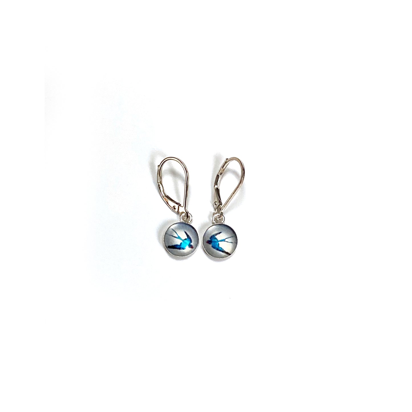 SWIFT - Tiny Round Earrings, Silver and Resin