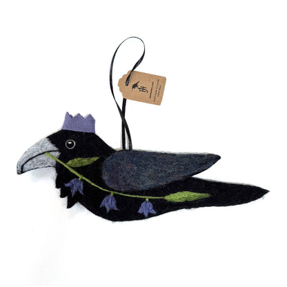 BLUEBELLS Wool Needle-Felted Raven Hanging