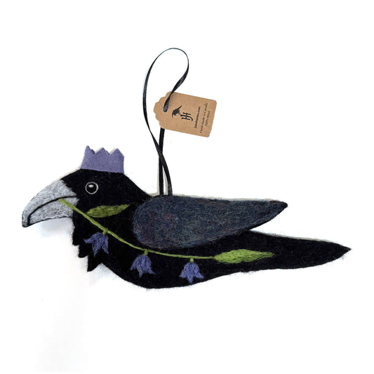 BLUEBELLS Wool Needle-Felted Raven Hanging