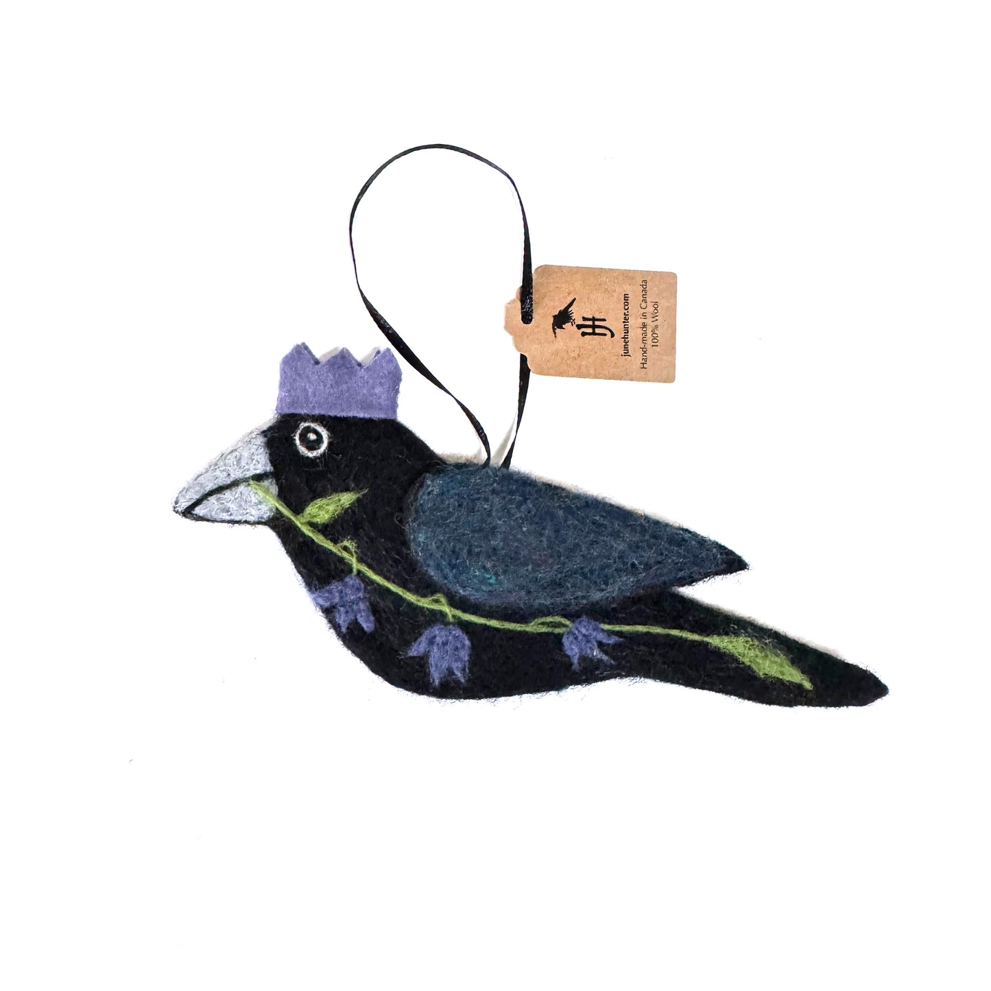 BLUEBELLS Wool Needle-Felted Crow Hanging