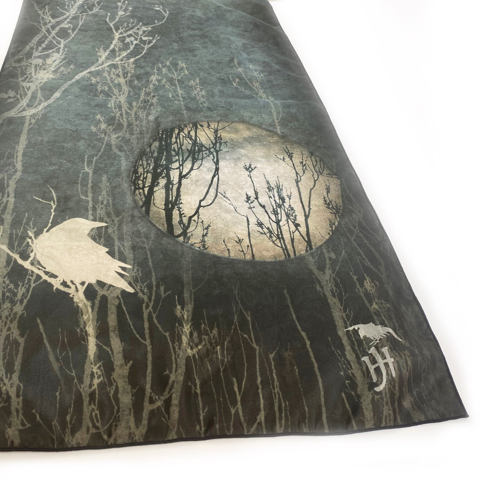 CROW, MOON, DREAMS - Long Silk Scarf