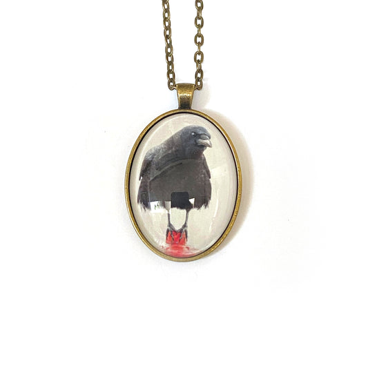 EQUILIBRIUM CROW - Large Glass Pendant - SALE