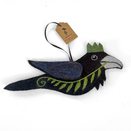 FERN Wool Needle-Felted Raven Hanging