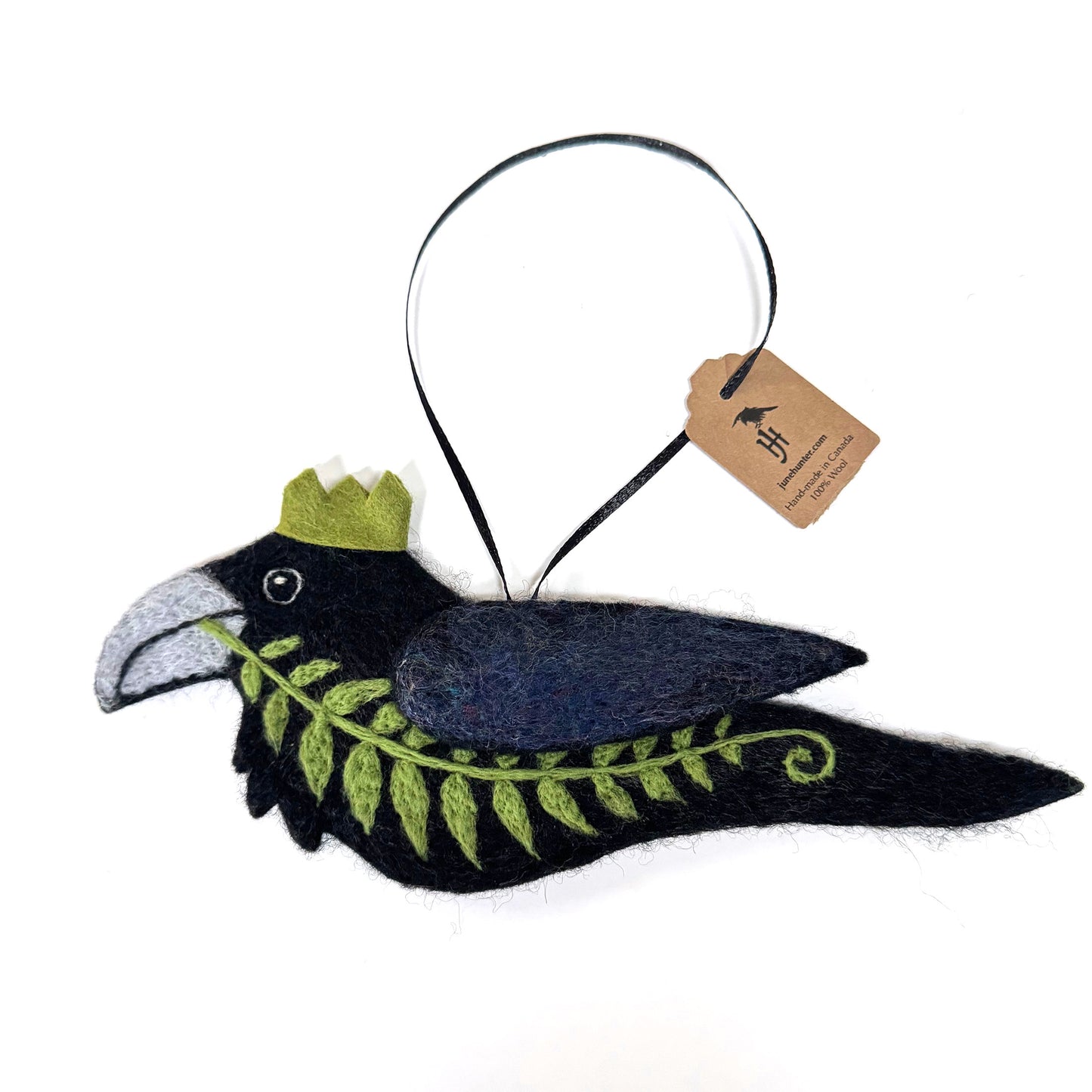 FERN Wool Needle-Felted Raven Hanging