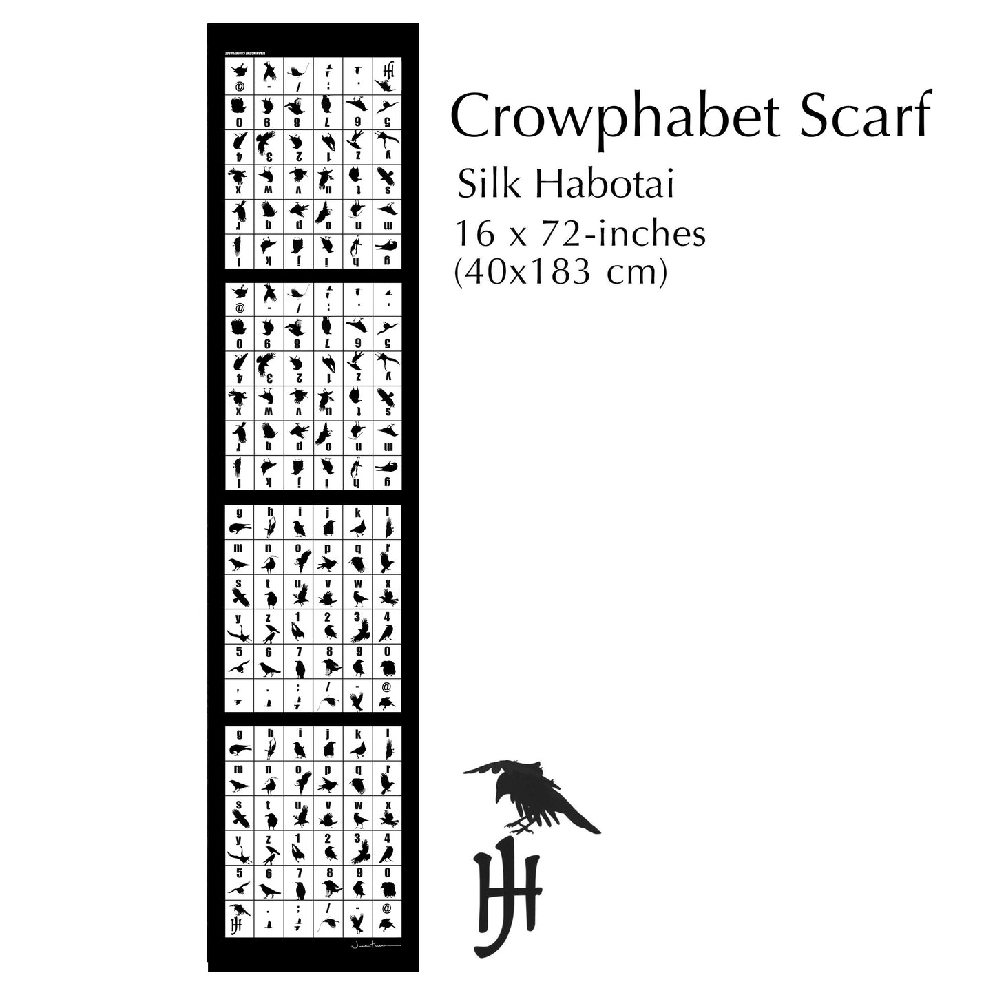 CROWPHABET - Long Silk Scarf