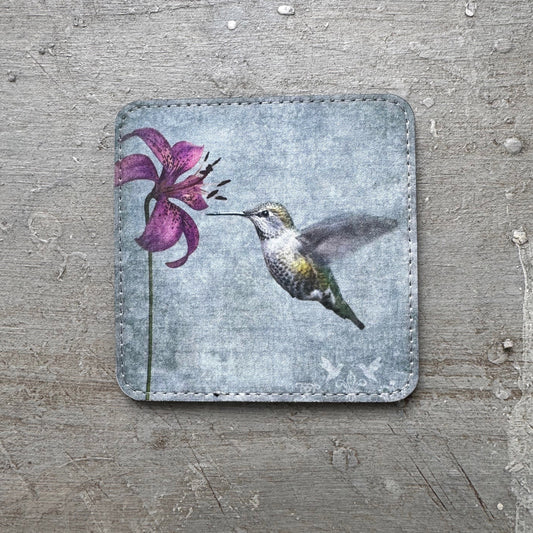 HUMMINGBIRD WITH LILY — Coaster