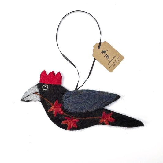 MAPLE-2 Wool Needle-Felted Crow Hanging