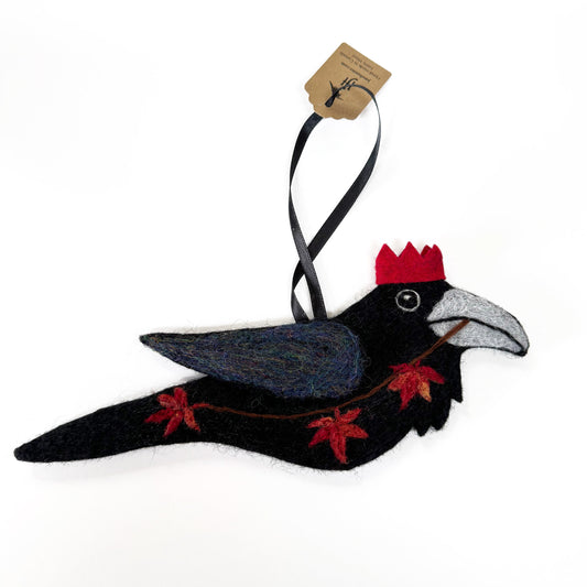 MAPLE Wool Needle-Felted Raven Hanging