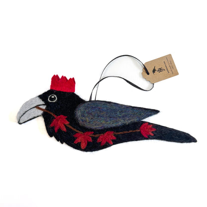 MAPLE Wool Needle-Felted Raven Hanging