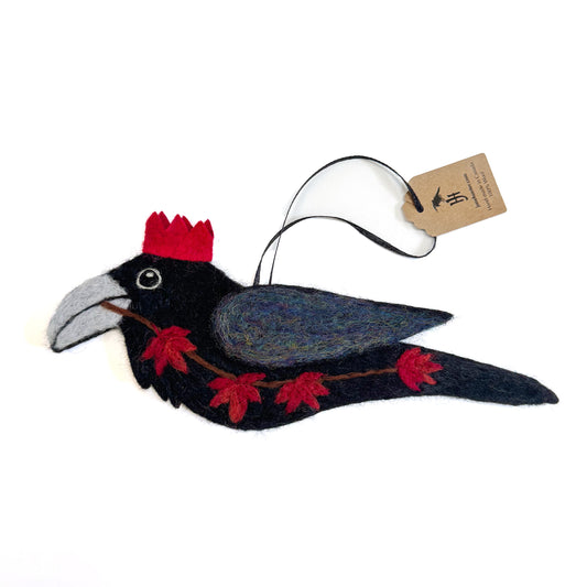 MAPLE Wool Needle-Felted Raven Hanging