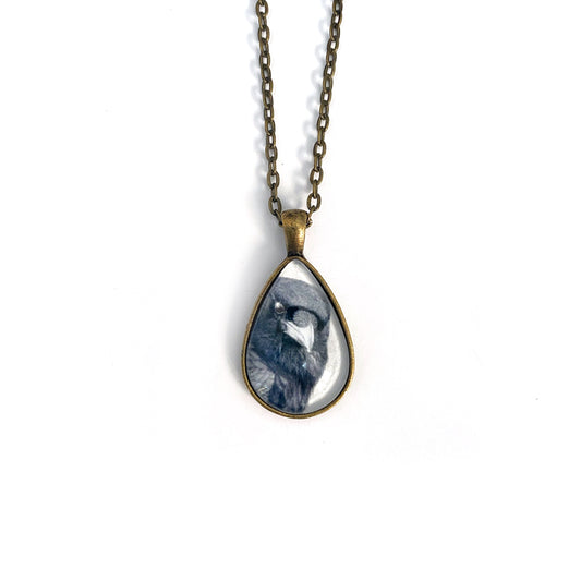 PORTRAIT OF MARVIN THE CROW Teardrop-Shaped Glass Pendant - SALE