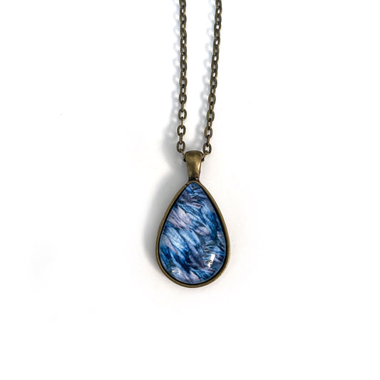RAVEN FEATHERS Teardrop-Shaped Glass Pendant - SALE