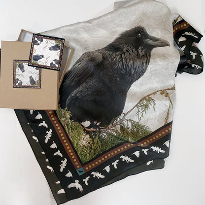 RAVENS ON CEDAR — Square Scarf