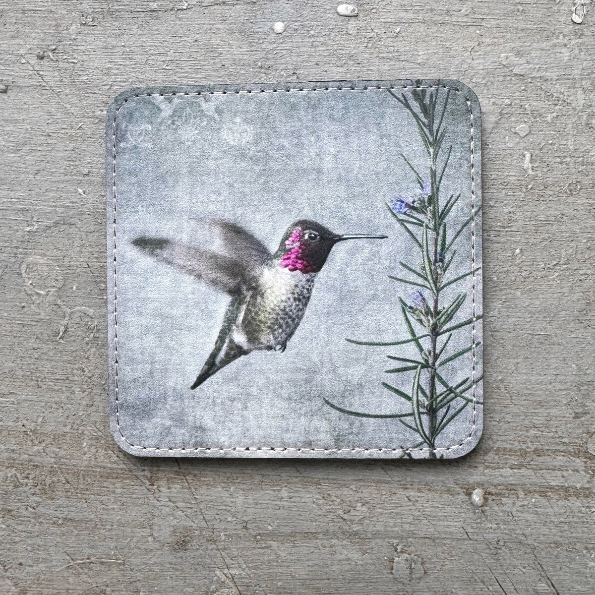 HUMMINGBIRD WITH ROSEMARY — Coaster