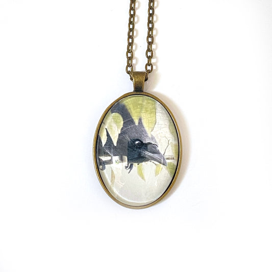 SECRET CROW - Large Glass Pendant - SALE