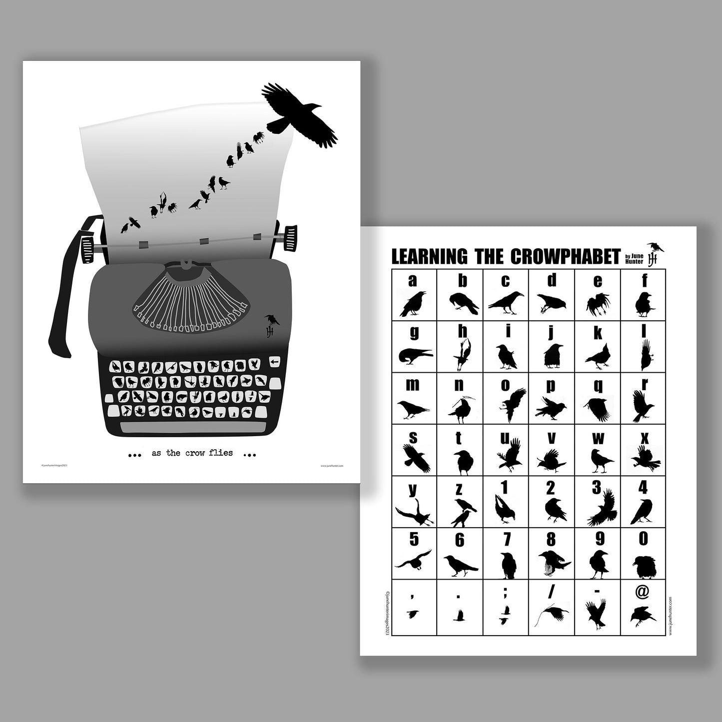 POSTER DUO — Black and White Crow Posters