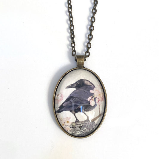 BLOSSOM CROW - Large Glass Pendant - SALE
