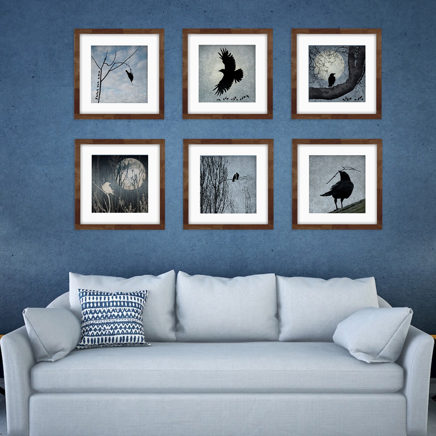 CROW, MOON, DREAMS - Fine Art Print, Blue Crow Series