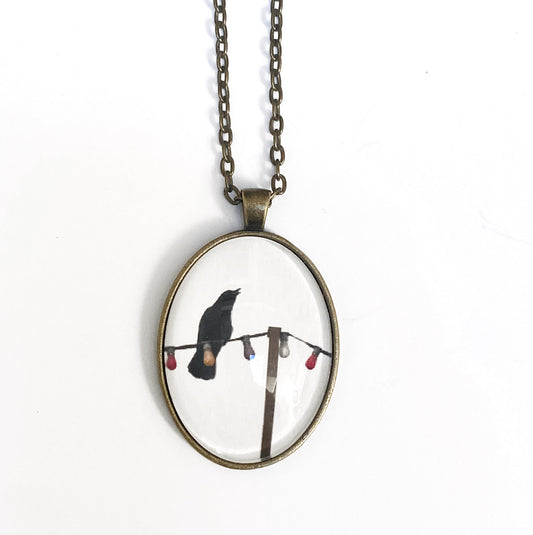 CARNIVAL CROW - Large Glass Pendant - SALE