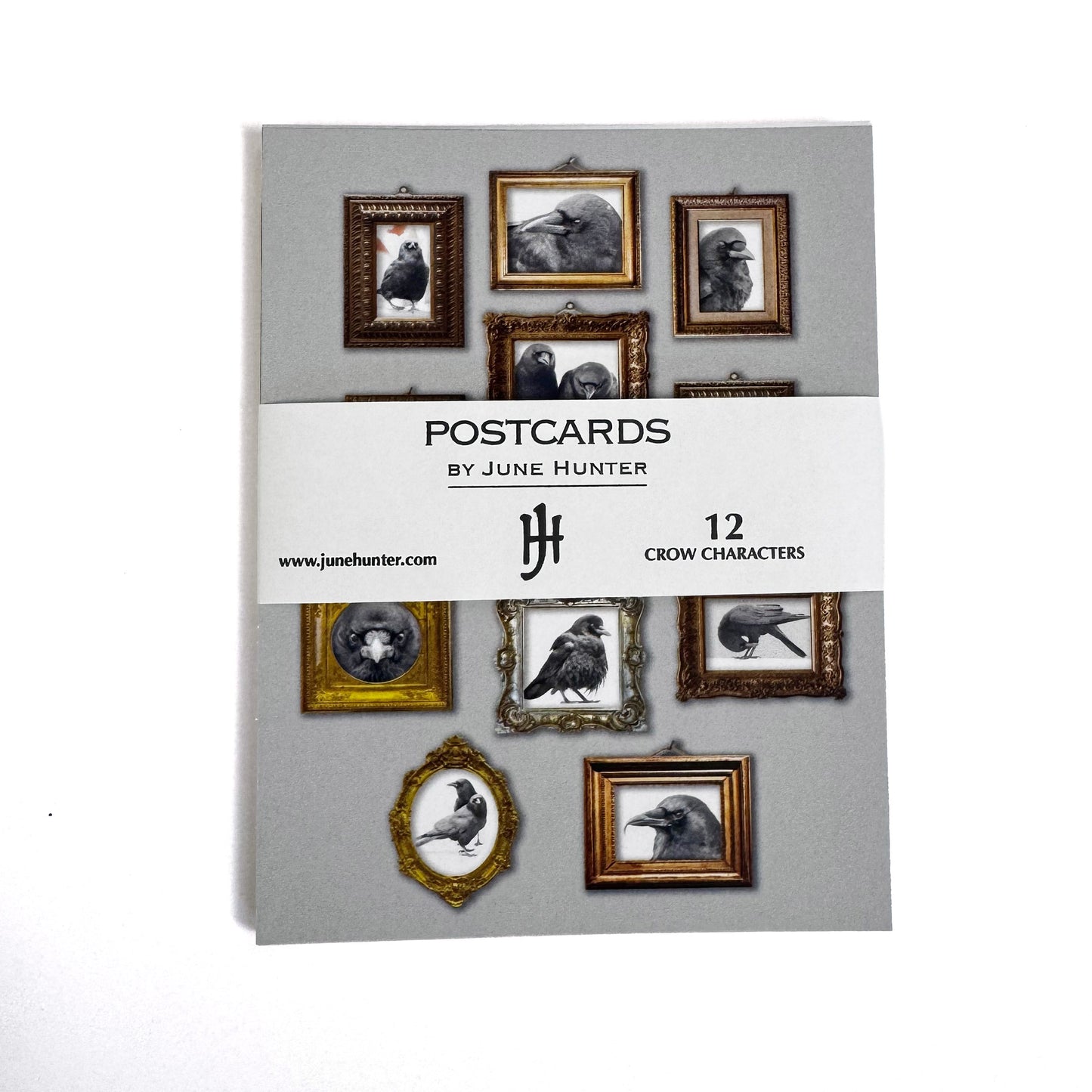 Set of 12 CROW CHARACTERS Postcards by June Hunter