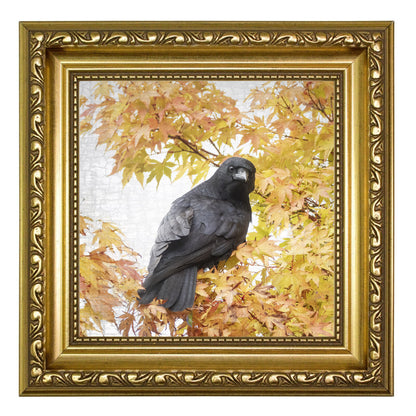 AUTUMN GOLD CROW - Fine Art Print, Crow Portrait Series