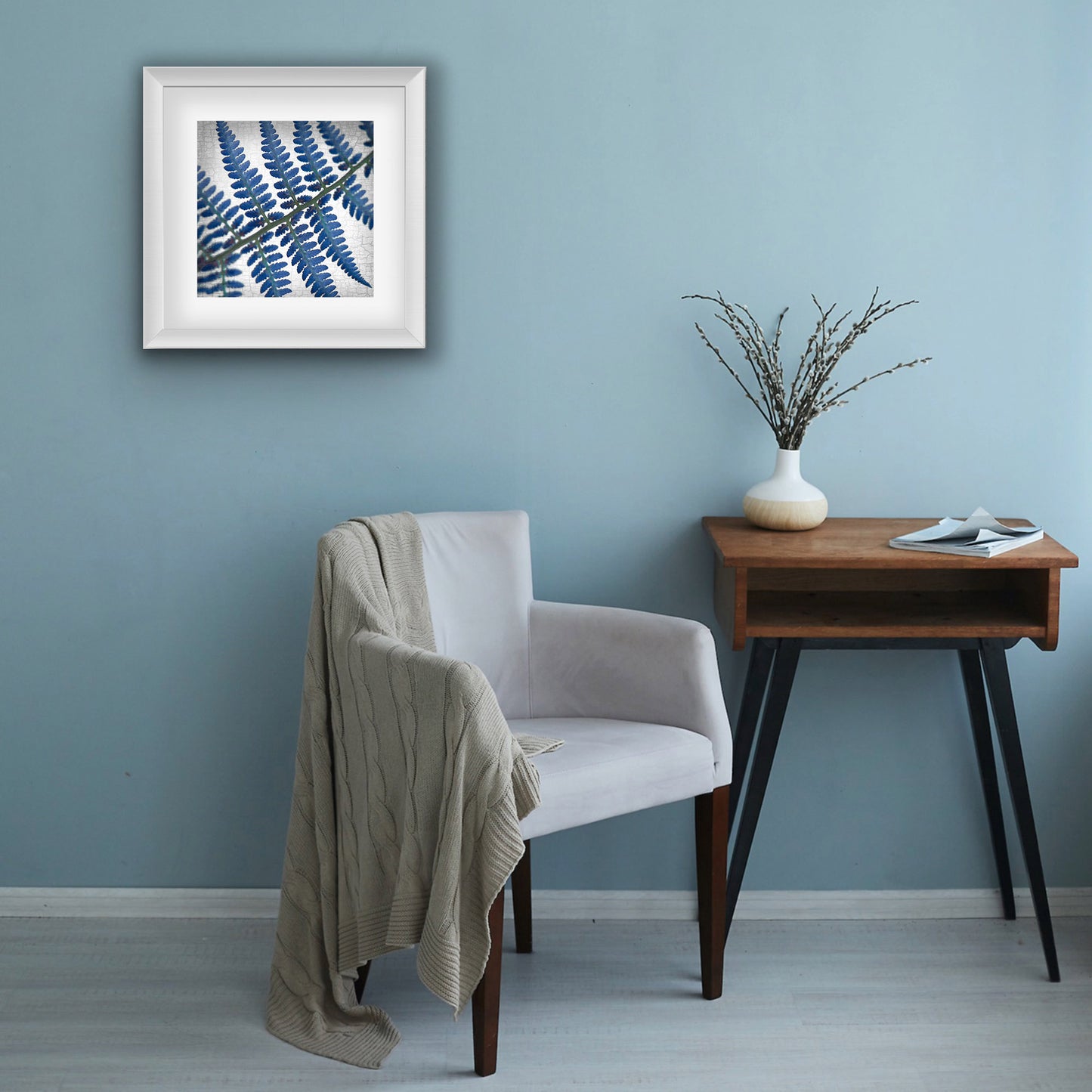 BLUE GHOST FERN - Fine Art Print, Botanical Blueprint