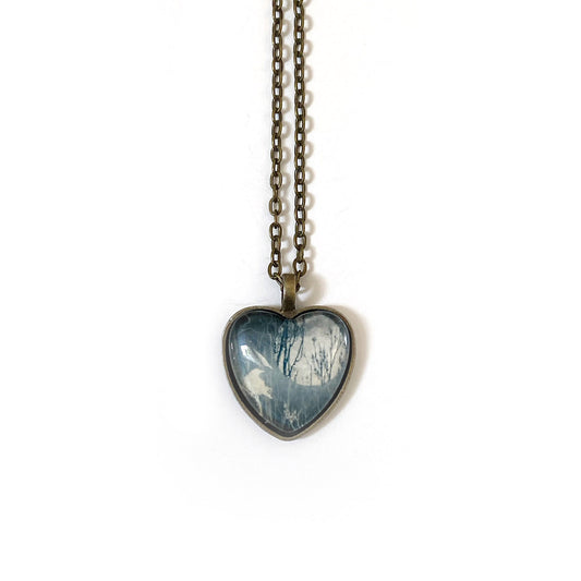 GHOST MOON CROW Heart-Shaped Glass Pendant - SALE