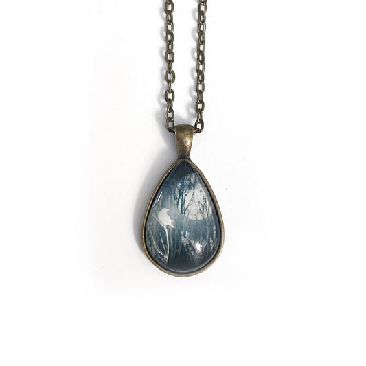 GHOST MOON CROW Teardrop-Shaped Glass Pendant - SALE