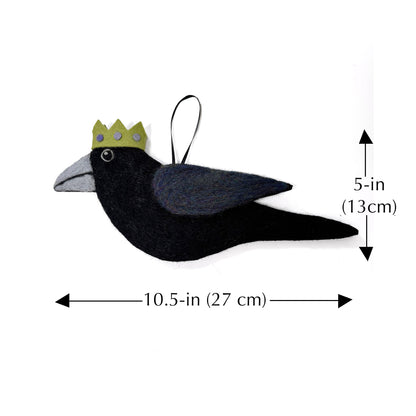 LARGE RAINBOW CROW Wool Needle-Felted Crow Hanging