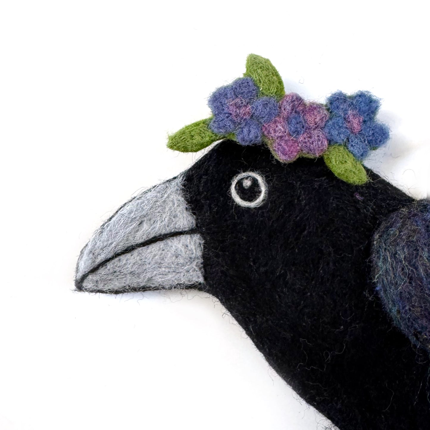 MILLINERY CROW-2 Wool Needle-Felted Crow Wall Art