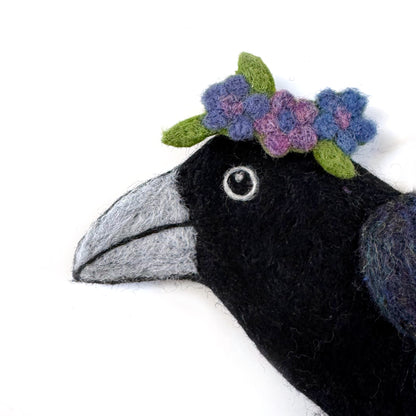 MILLINERY CROW-2 Wool Needle-Felted Crow Wall Art
