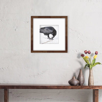 NESTING RAVEN 2 - Fine Art Print, Raven Portrait Series