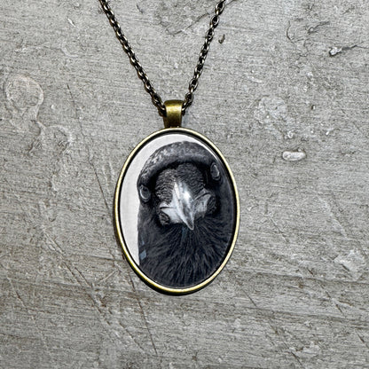 POP-UP RAVEN - Large Glass Pendant