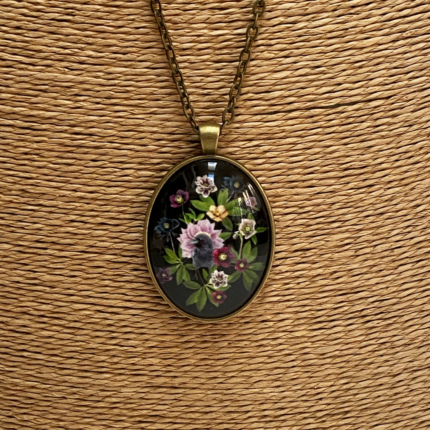 RAVEN GARDEN OF HAPPINESS - Large Glass Pendant