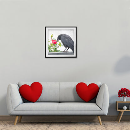 ROSE GARDEN CROW - Fine Art Print, Crow Portrait Series