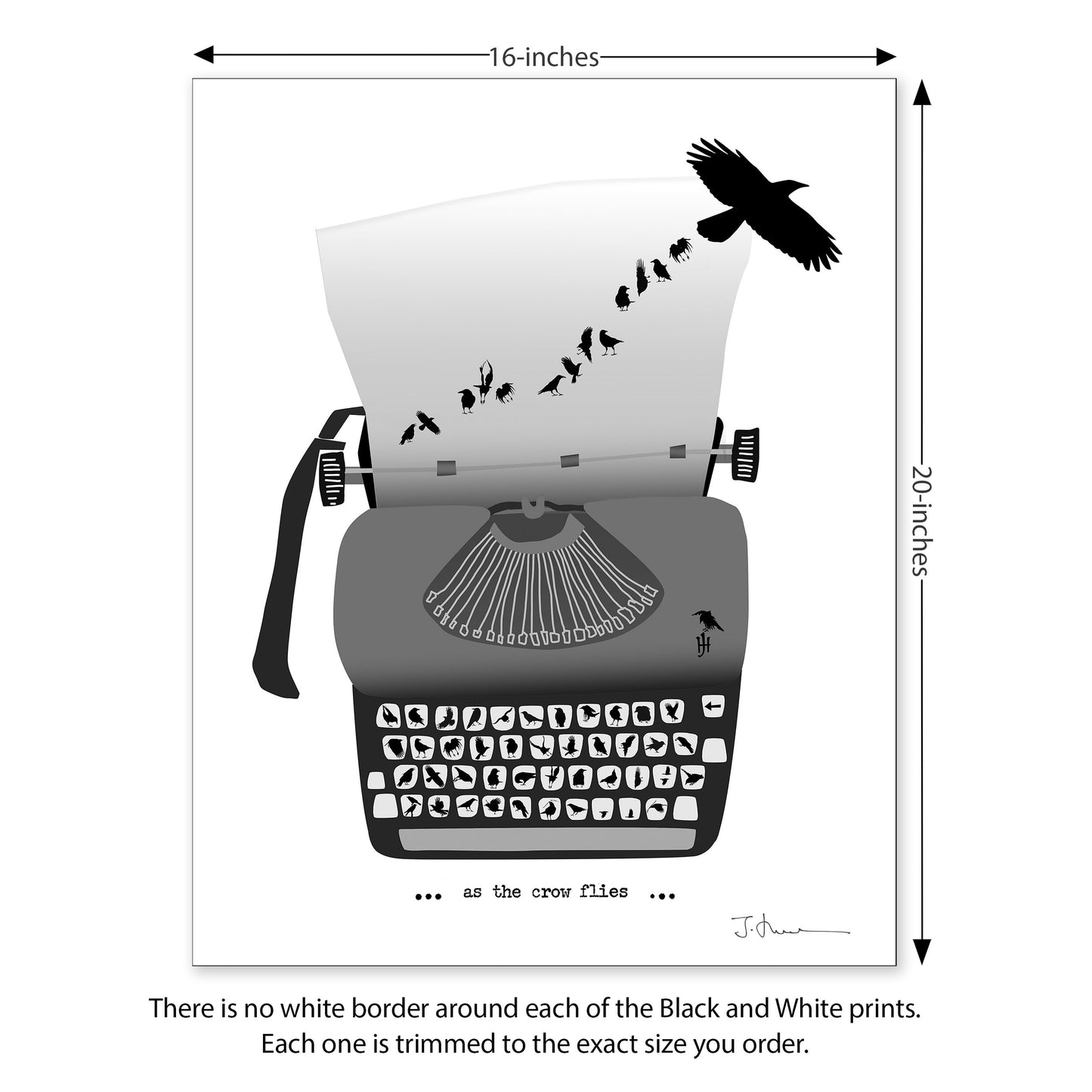 AS THE CROW FLIES — Black & White Print