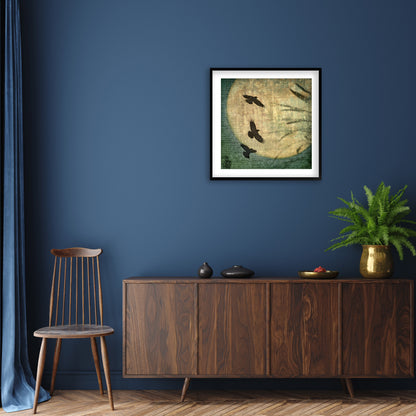 CROW MOON - Fine Art Print, Blue Crow Series