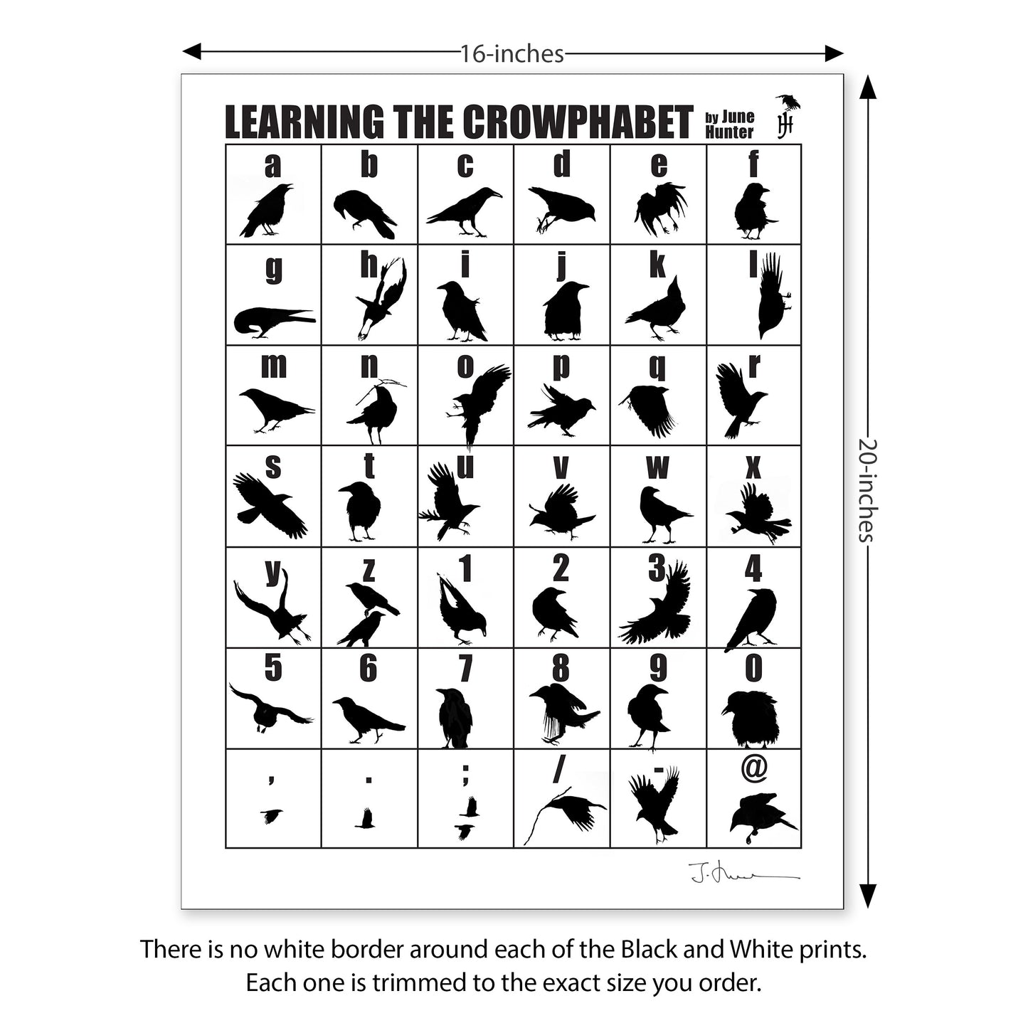 LEARNING THE CROWPHABET — Black & White Print