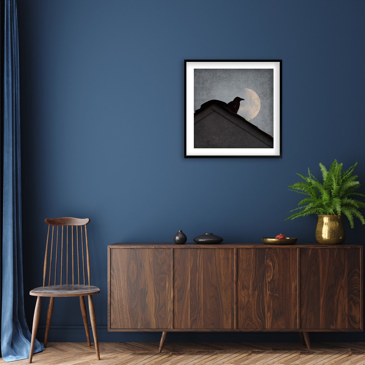 HALF MOON CROW - Fine Art Print, Blue Crow Series
