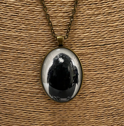 PHILOSOPHER CROW - Large Glass Pendant